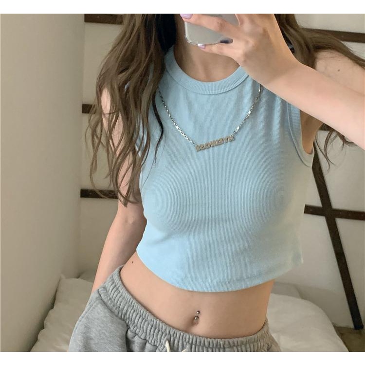 Áo Croptop Hai Dây Ôm Dáng Thiết Kế Cảm Giác Quyến Rũ Cho Nữ