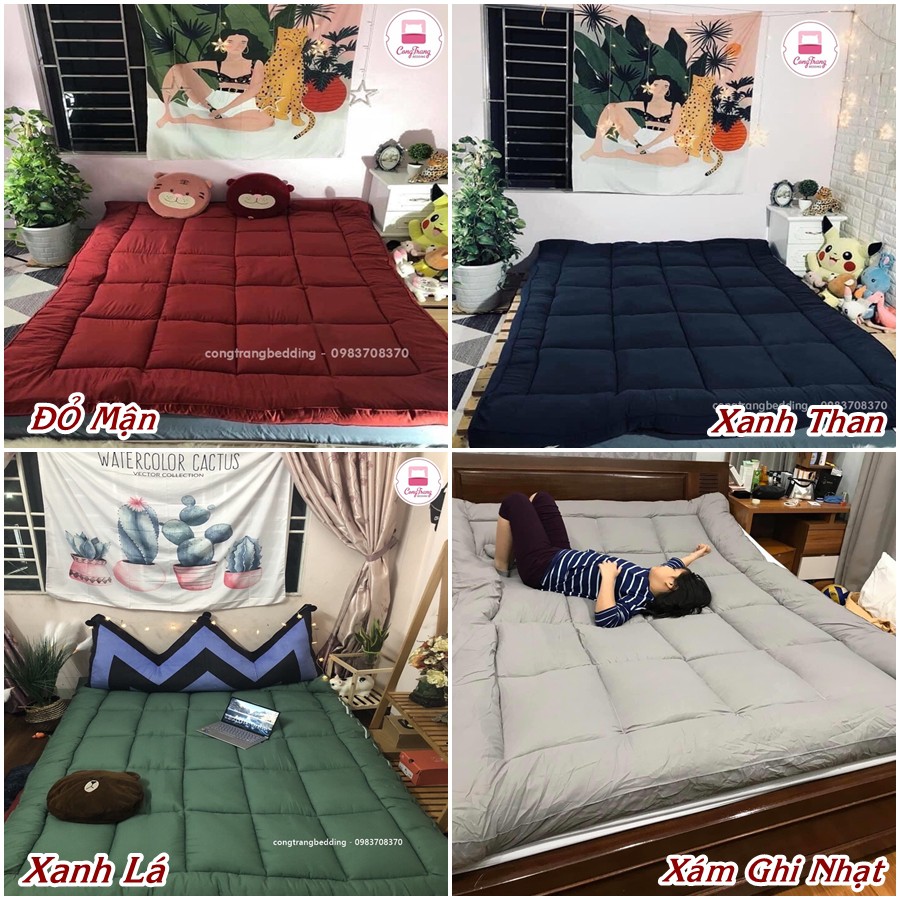 Topper nệm bông xuất Nhật HOMIES cao cấp , Đệm Topper ngủ trưa văn phòng, Tấm làm mềm đệm cotton mềm mại (Đủ Kích Thước)