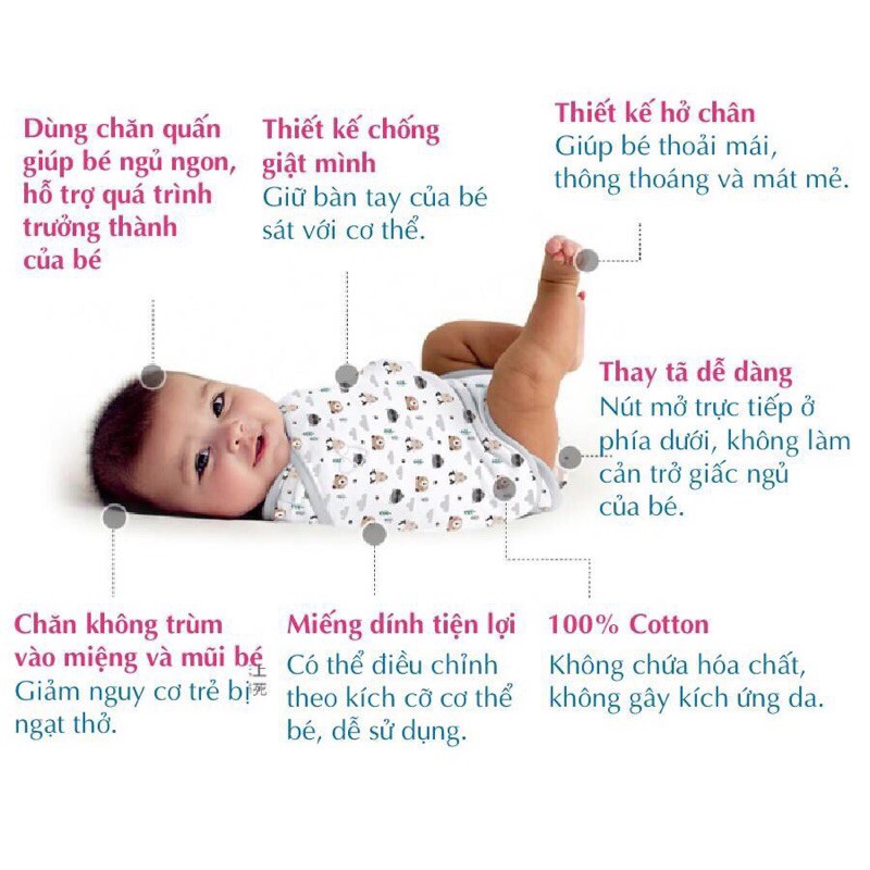 Chăn quấn hở chân size s summer infant nhập khẩu mỹ - ảnh sản phẩm 6