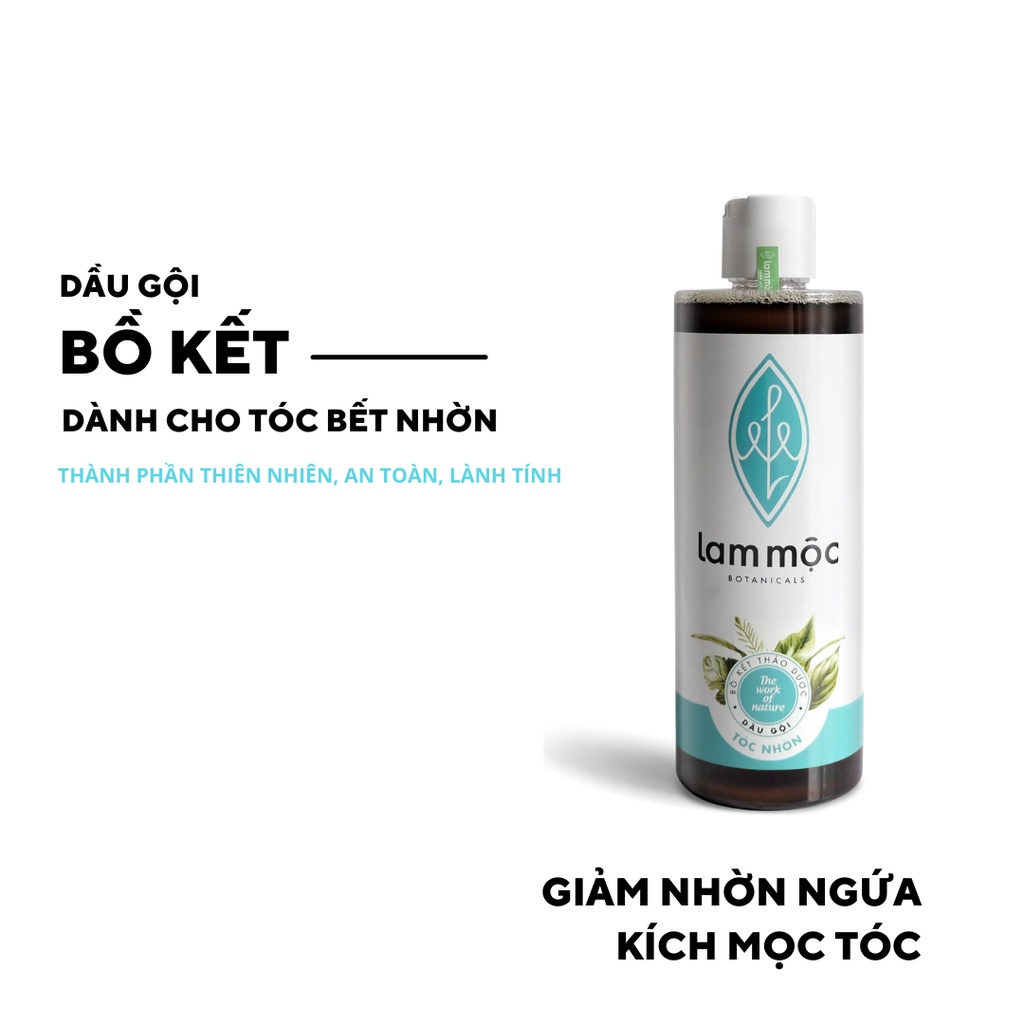 Dầu Gội Bồ Kết Nấu Sẵn - Giảm nhờn bết, ngăn ngừa gàu ngứa hiệu quả và kích mọc tóc LAM MỘC - Tóc Nhờn 500ml