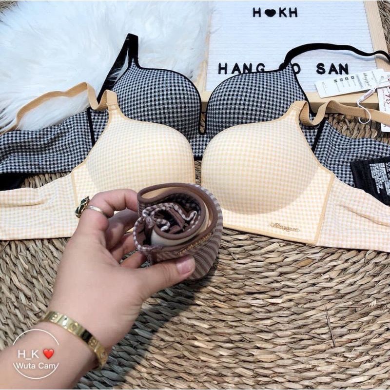 Áo Lót Nữ Thông Hơi Không Gọng Phối Kẻ Caro chất siêu mềm K68