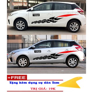 Bộ Tem Dán Sườn Xe Kẻ Caro D-538 Đen+Đỏ