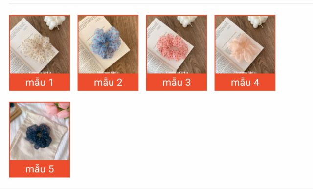 Scrunchies vải voan họa tiết trái tim