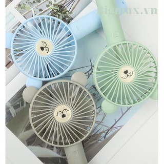 Quạt Mini Cầm Tay Tai Gấu Tích Điện 3 Chế Độ Gió Có Chân Đế Kẹp Điện Thoại Để Bàn Tiện Dụng 88110