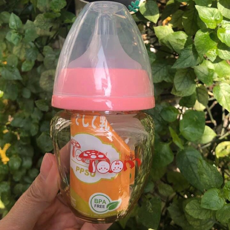 (Tặng kèm núm ti thay thế) Bình Toom 80ml cổ rộng cho bé sơ sinh