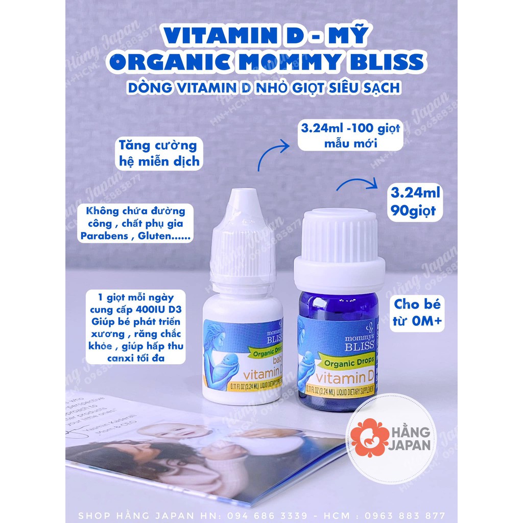 Vitamin D3 hữu cơ cho bé Mommy Bliss (3.24ml) - Hàng Mỹ