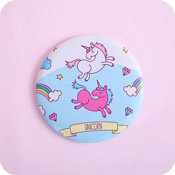[Hàng mới về] Gương trang điểm mini họa tiết kỳ lân hoạt hình dễ thương cầm tay tiện lợi