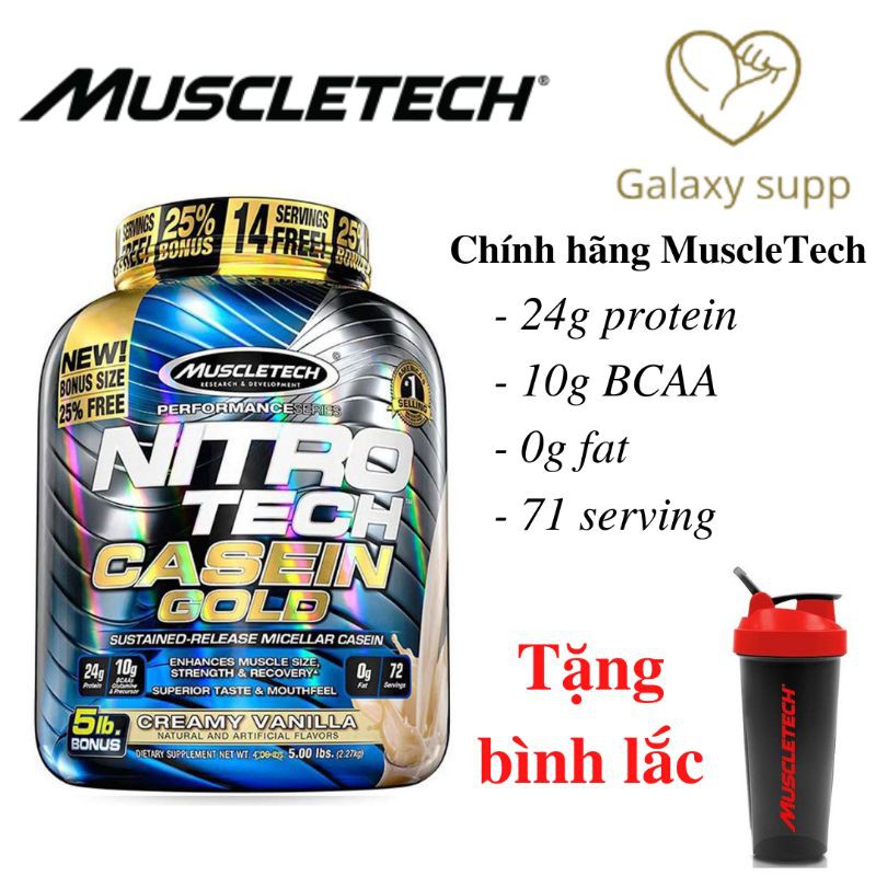 Sữa Tăng Cơ Ban Đêm NitroTech Casein Gold 2.3kg