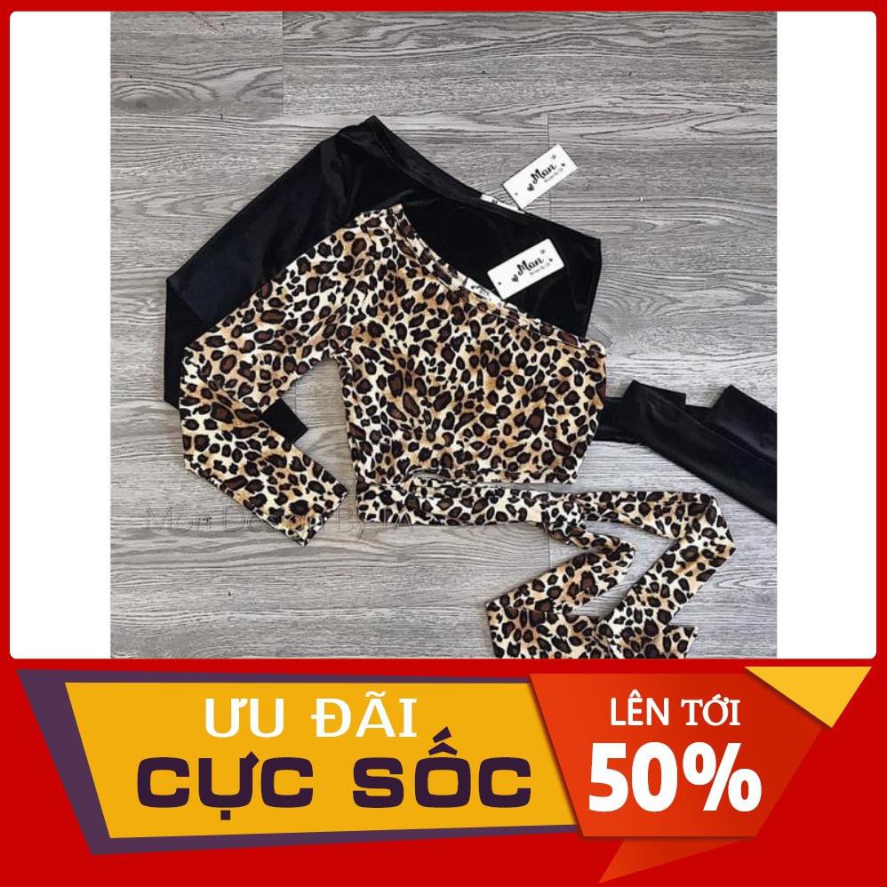 Áo croptop tay dài phối da beo_áo thun body siêu dễ thương siêu đẹp luôn các nàng ơi Đẹp 💝