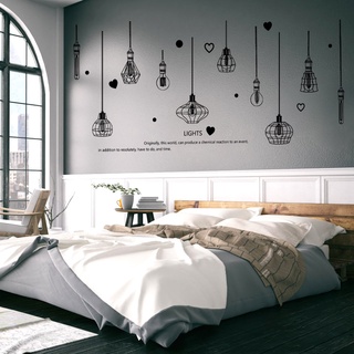 DECAL DÁN TƯỜNG CHÙM ĐÈN LIGHT TRẮNG ĐEN