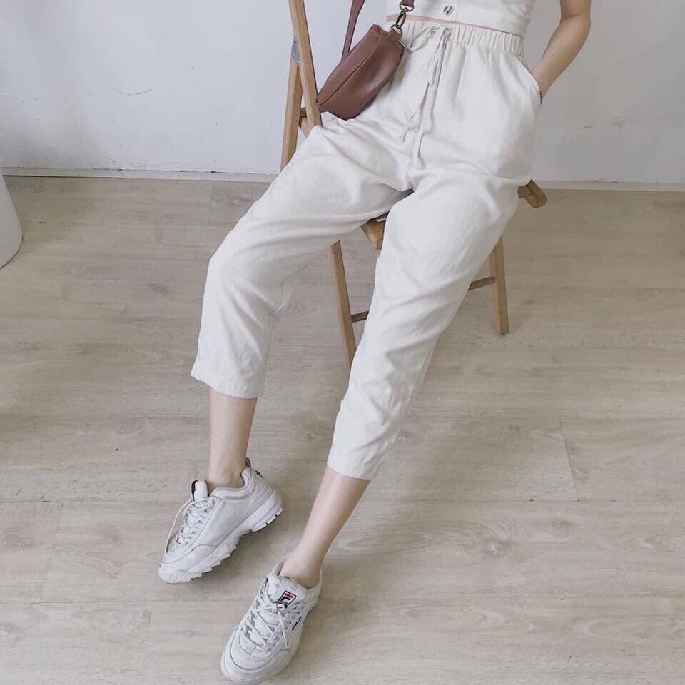 Set Áo Crop 2D + Quần suông baggy