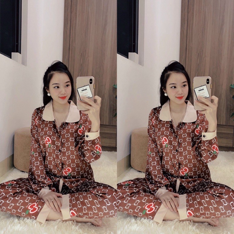 Bộ lụa dài tay hàng đẹp cho nữ dưới 61kg