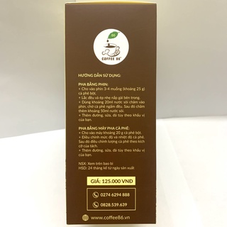 Cà phê bột Arabica & Robusta cao cấp - Cà Phê 86 - Cà phê nguyên chất 100% (Hộp 500g)