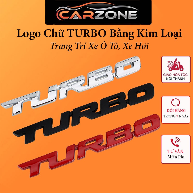 Logo Chữ TURBO Chất Liệu Bằng Kim Loại - Trang Trí Xe Ô Tô ,Xe Hơi CARZONE.TOP