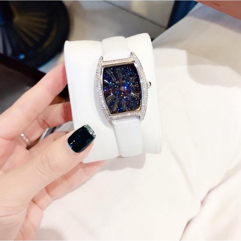 Đồng Hồ Davena Nữ Dây Da trắng 30mm Silver