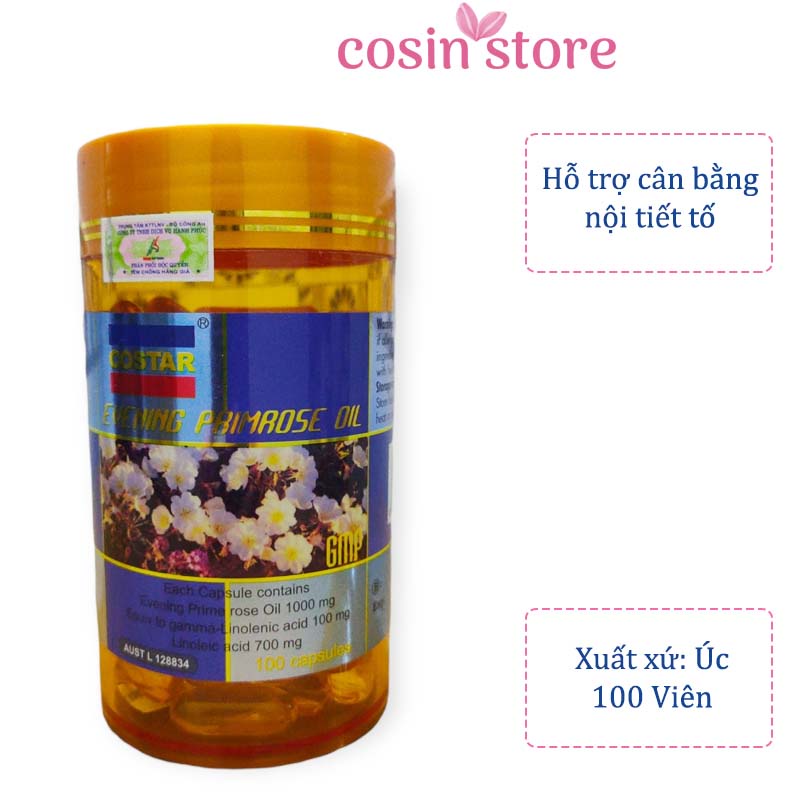 Viên uống Costar Evening Primrose Oil 1000mg 100 viên tinh dầu hoa anh thảo hỗ trợ nội tiết tố Cosin Store