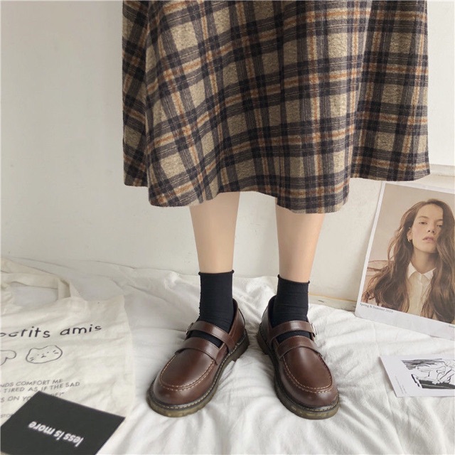 Giày ulzzang oxford da lỳ có dây vuông | BigBuy360 - bigbuy360.vn