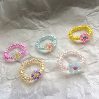 Nhẫn hạt cườm hoa cúc handmade