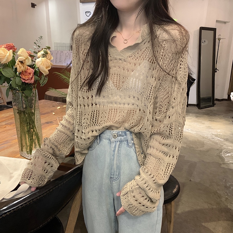 Porozi  Áo Croptop Dệt Kim Áo Thun Nữ Dài Tay Cổ Tròn Thời Trang Hàn