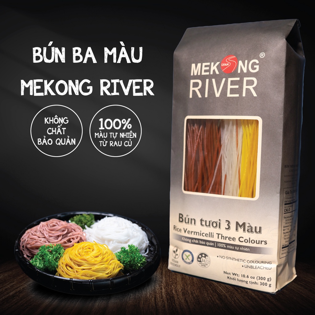 Bún tươi sấy khô Ba Màu MEKONG River đóng gói - 300g