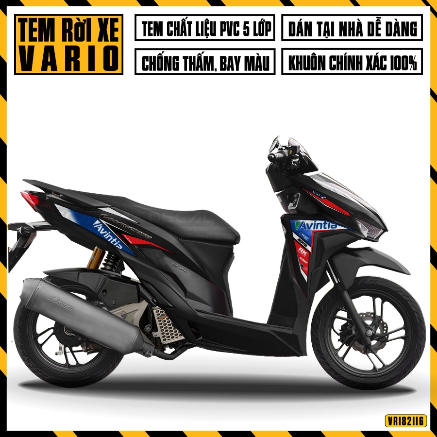 Tem Xe Vario 150 Mẫu Avintia | VR182116AVT | Chất Liệu Decal PVC Cắt Khuôn Sẵn, Chống Thấm Nước