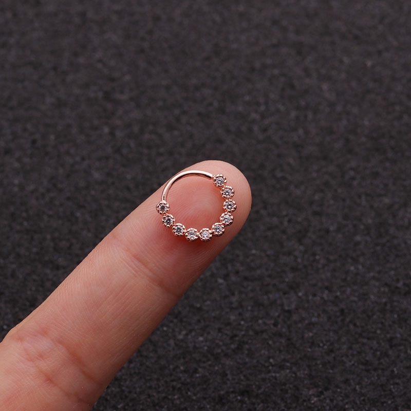 Khuyên tai đính đá màu bạc 8mm duyên dáng hợp thời trang