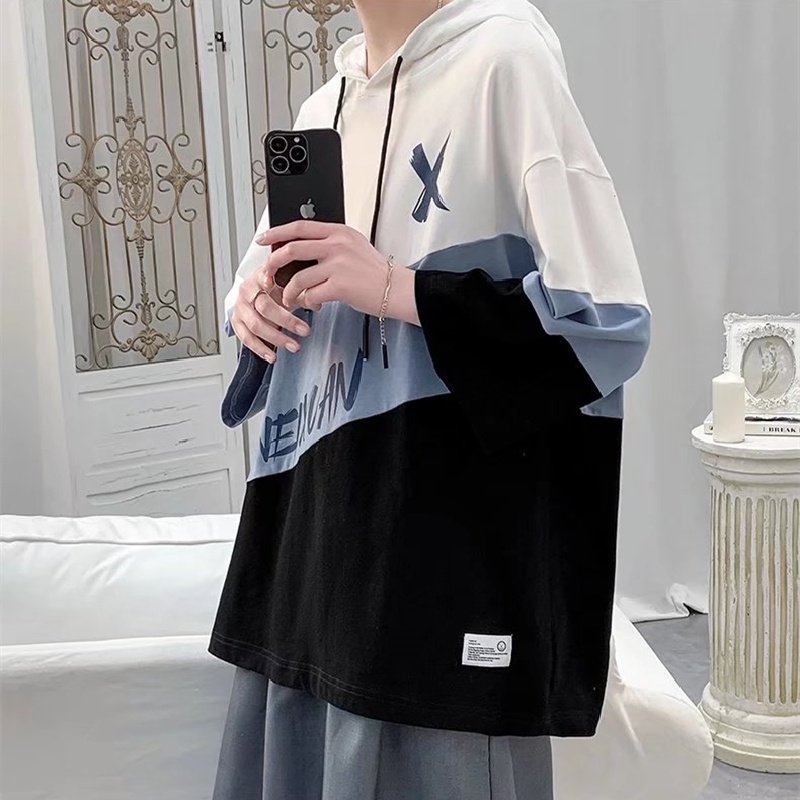 Áo Hoodie Tay Ngắn Dáng Rộng In Chữ Phong Cách Hip Hop Đường Phố Hàn Quốc Thời Trang Cho Nam Cỡ M-3XL