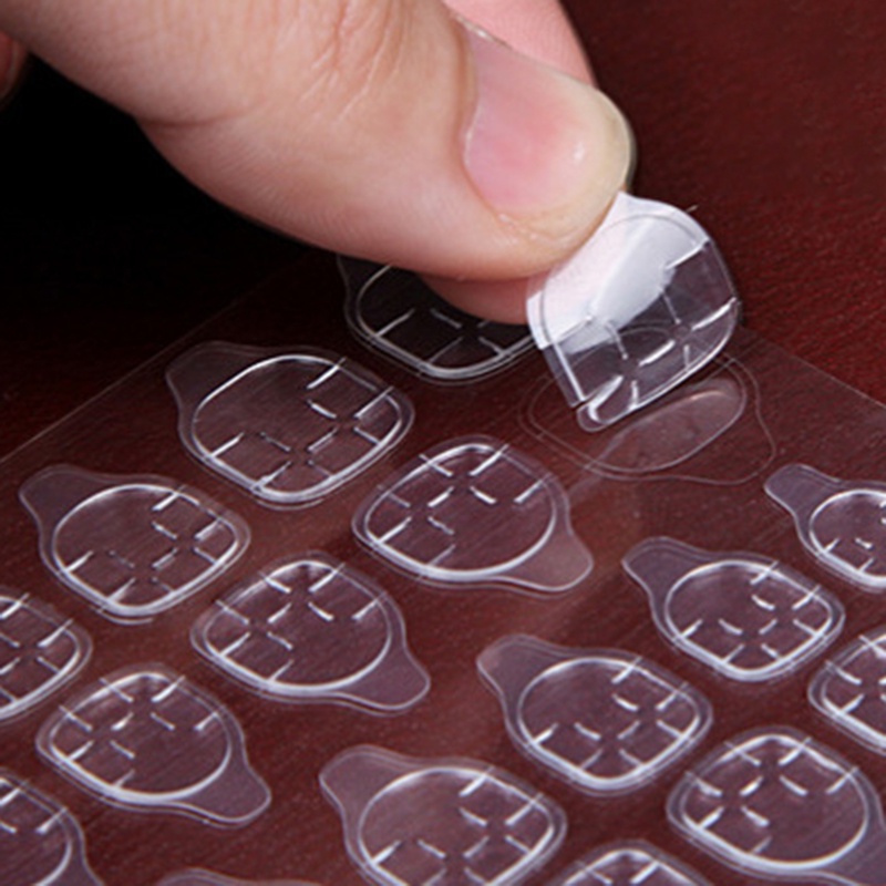 Set 24 Tấm Sticker Hai Mặt Trong Suốt Tự Dính Chống Thấm Nước Trang Trí Móng Tay