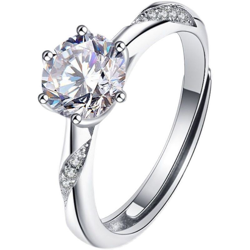Nhẫn nữ kim cương Moissan 1 Carat S925 bạch vàng hồng cặp đôi cao cấp Quà tặng cho ngày lễHH