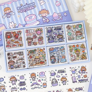 Sticker cute/Set hộp 200 tấm hình dán dễ thương RuanRuan Kitchen trang trí sổ planner bullet journal Tẻn Tẻn