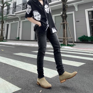 Quần Jean Nam Streetwear Cao Cấp FNOS NZ15 Màu Xám Xước - Form Slimfit - Jean Thun Co Giãn.