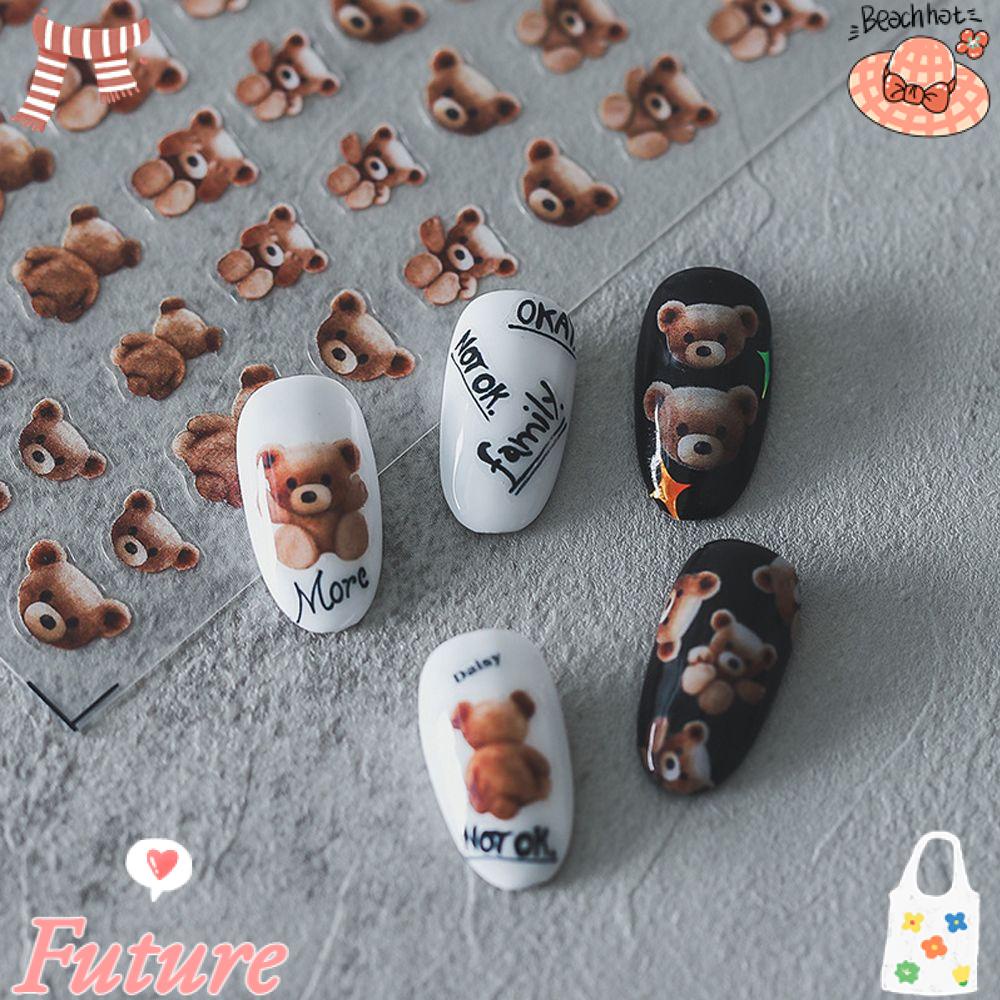 Hình Dán Móng Tay Gấu Nhỏ 3D DIY