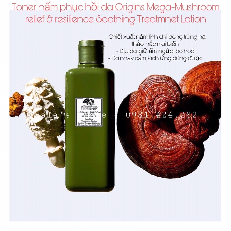 Nước hoa hồng Toner dưỡng da Origins Mega-Mushroom Relief and Resilence