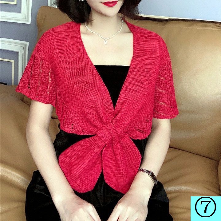 Áo Choàng Chống Nắng Bằng Lụa Lạnh Dệt Kim Khoét Rỗng Phong Cách Phương Tây Mặc Ngoài Sườn Xám Mùa Hè