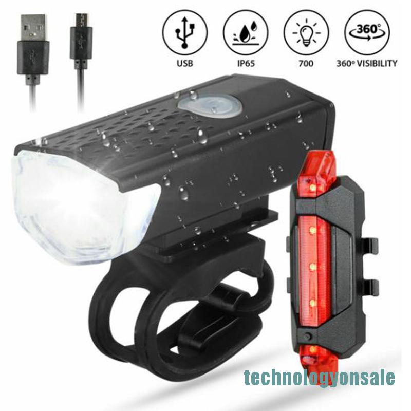 Đèn pha led USB trước/ đèn pha trươc và đèn hậu phía sau cảnh báo cho xe đạp