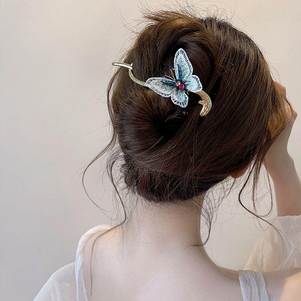 Kẹp Tóc Đuôi Ngựa Dạng Cong Hình Bướm Cho Nữ Giá Đỡ