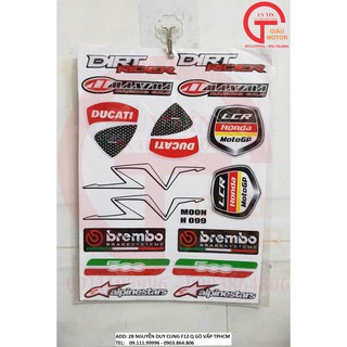 TEM BẰNG DECAL DẺO LOGO BREMBO. DUCATI , LCR .DÁN XE CHỐNG NƯỚC ,DÁN CHẮC, BỀN ĐẸP