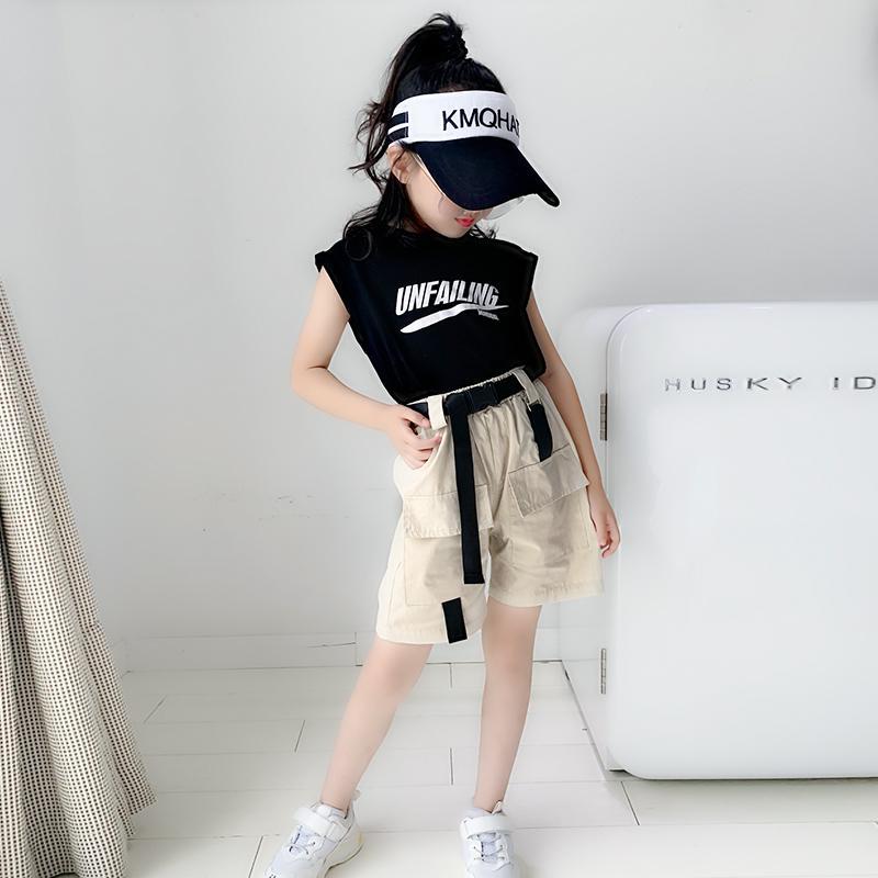 Set Áo Thun Ngắn Tay Cổ Tròn + Quần Short Lưng Cao Thời Trang Cho Bé Gái