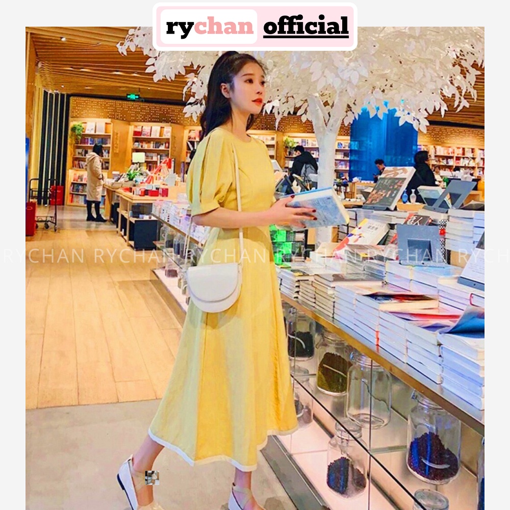 [ẢNH THẬT CUỐI] DX278 - Đầm Xòe Vàng Cột Eo Dáng Dài