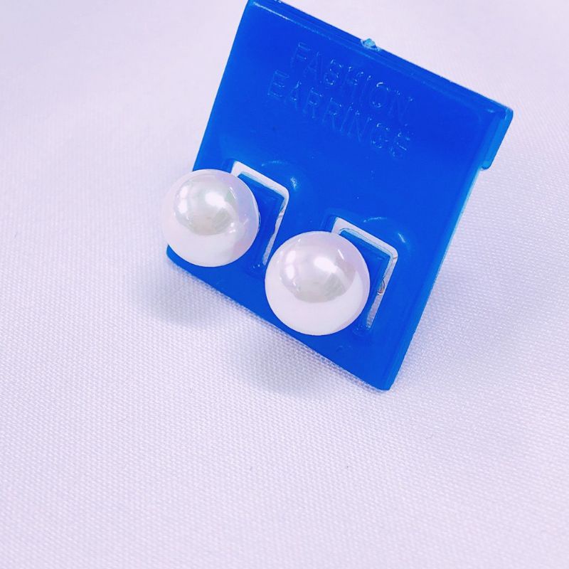 Bông tai bạc 925 nữ chốt thẳng đính hạt châu trắng 4li vĩnh viễn bảo hành