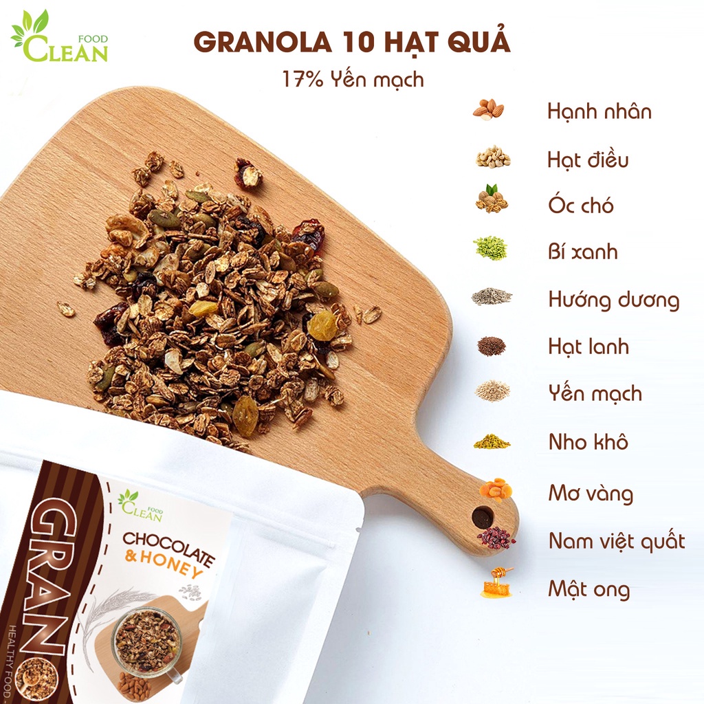 Ngũ cốc granola siêu hạt ONFOD vị chocolate, dành cho người tiểu đường, ăn kiêng, giảm cân250g 500g