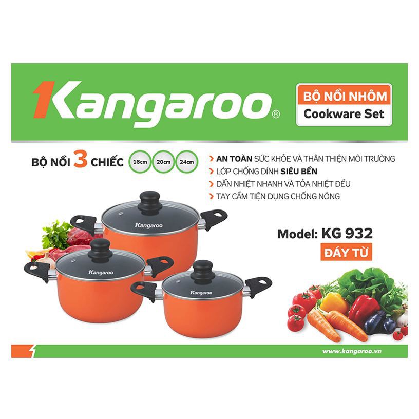 Bộ nồi nhôm Kangaroo KG932