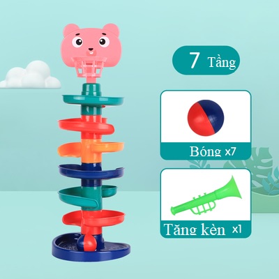 Tháp Bóng lăn, thả bóng xoay tròn, cầu trượt bóng, đồ chơi cho bé, trẻ em, đồ chơi thông minh phat triển trí tuệ