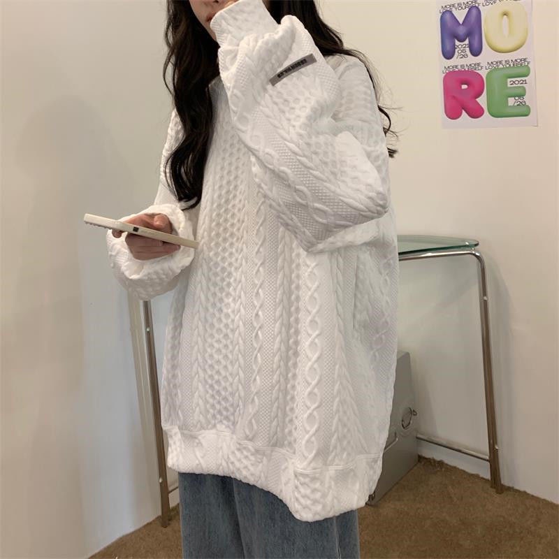 COZOK Áo len tay dài cổ tròn form rộng kiểu dáng hợp thời trang