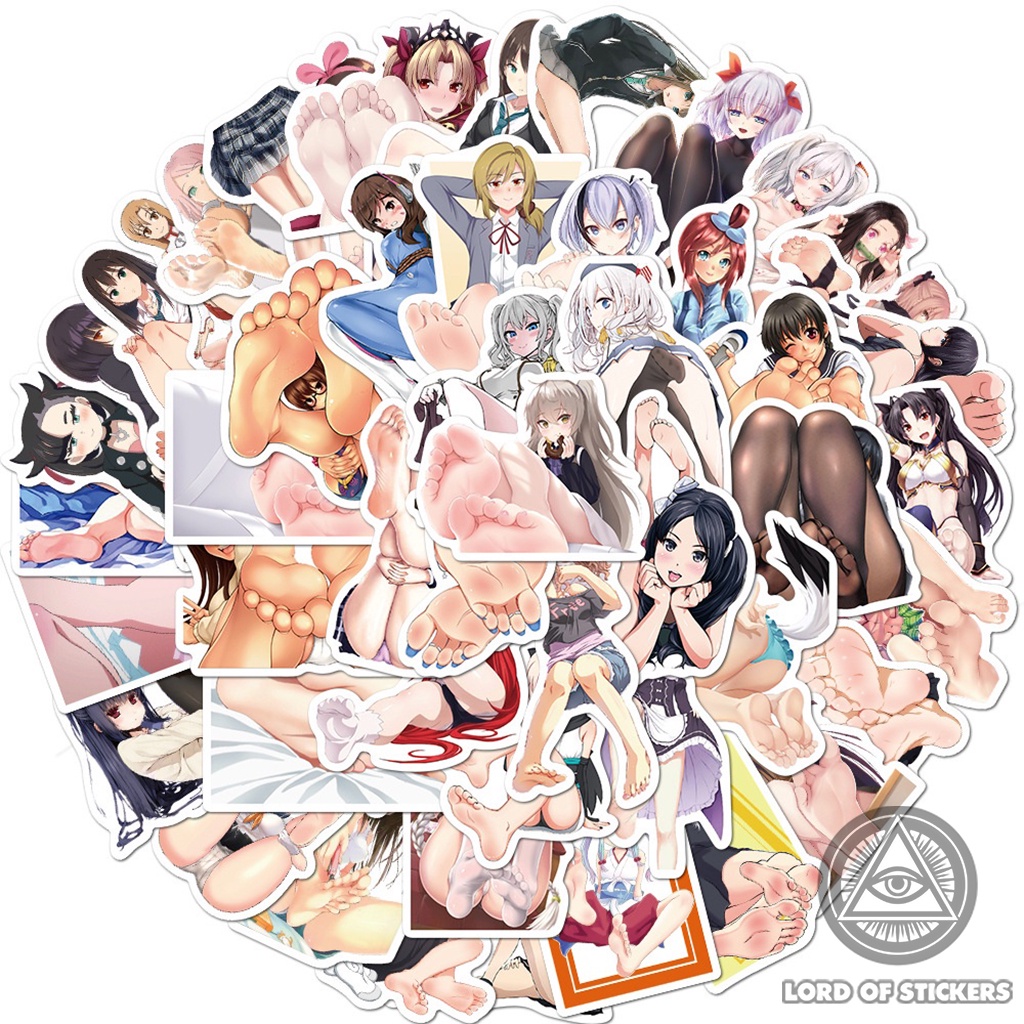 Set 50 Sticker Hình Cô Gái Anime Waifu Sexy Ecchi Hentai Dán Trang Trí Mũ Nón Bảo Hiểm, Laptop, Ván Trượt, Guitar, Sổ