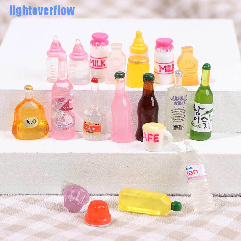 Set 10 Mô Hình Chai Rượu Vang Mini Bằng Nhựa Dùng Để Trang Trí Nhà Búp Bê