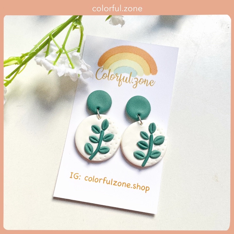 Khuyên tai / Bông tai nữ handmade đất sét Nhật - Leaf 1
