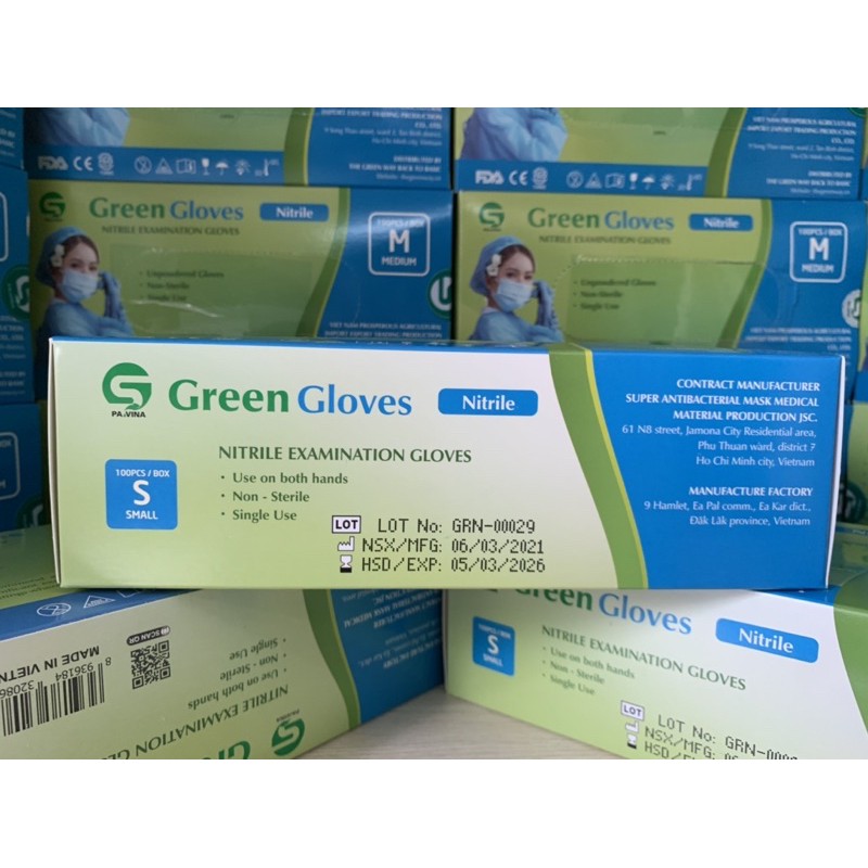 Găng tay y tế không bột Nitrile Green Gloves