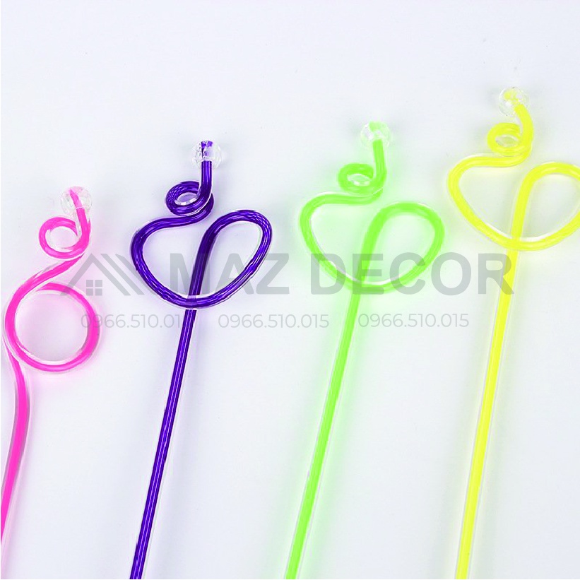 GIÁ SỈ Combo 10 Que khuấy ngoáy sinh tố dài 2 lớp dày xịn 2 lòng Acrylic/que khuấy coctail/que trang trí các màu
