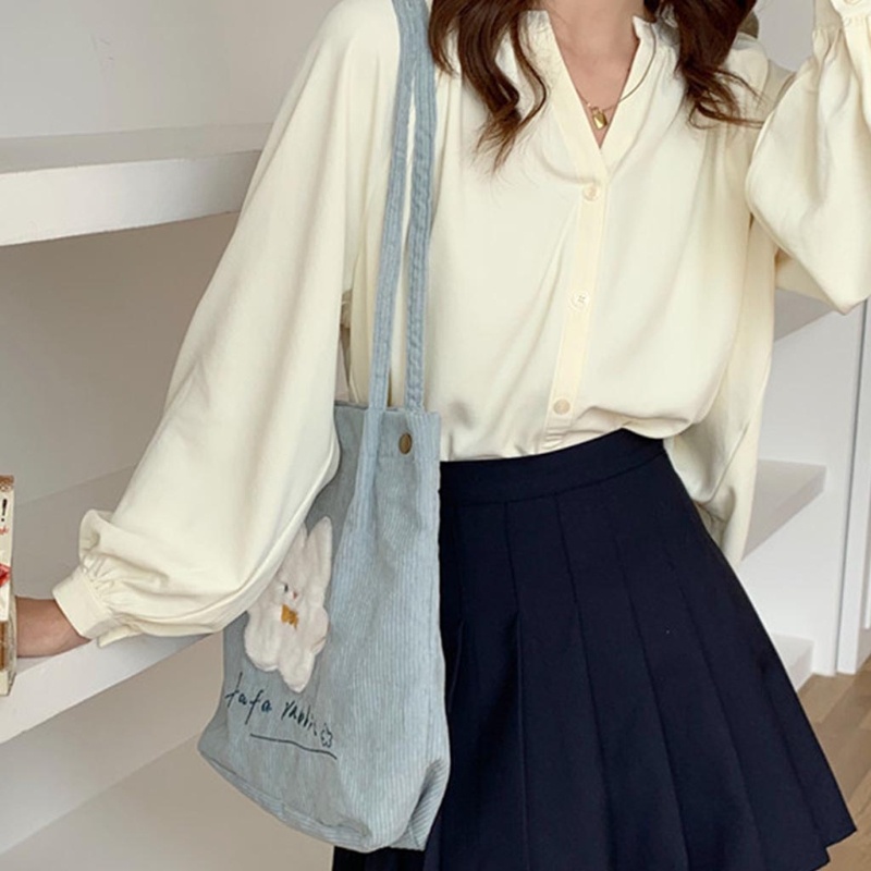 Túi Xách Đeo Vai Vải Nhung Kẻ Cỡ Lớn Phong Cách Cổ Điển